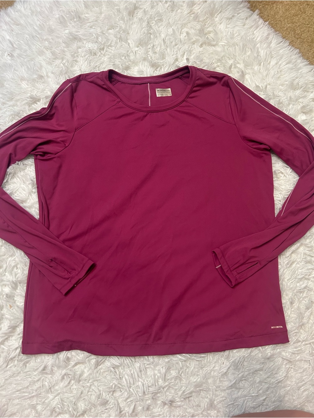 Mondetta long-sleeve performance shirt with thumbnails deep pink magenta XL